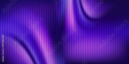 Abstract purple gradient background with vertical lines and glowing wavy light effects. Modern Trendy design in Vector Illustration