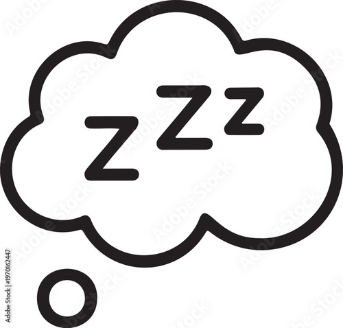 Sleep Thought Bubble with Zzz Vector on a White Background