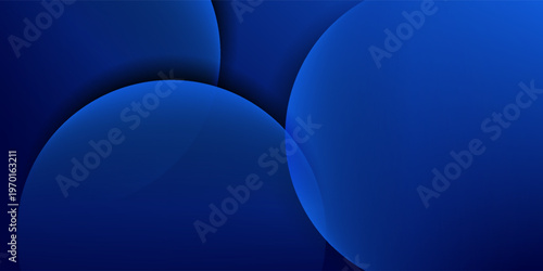 Abstract dark blue background with elegant overlapping circular layers and soft shadows. Modern creative trendy design in vector illustration