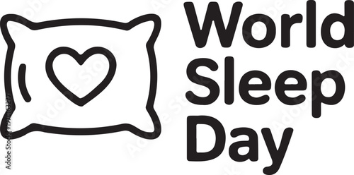 World Sleep Day Pillow with Heart Vector on a White Background