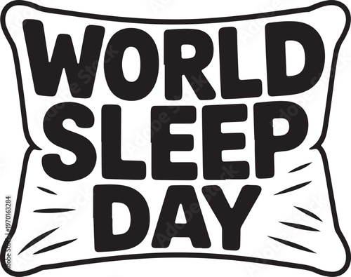 World Sleep Day on Pillow Vector on a White Background
