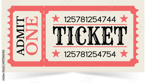 Ticket admit one design retro event pass vector template