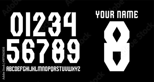 GEOMETRIC MODERN UNIQUE NUMBER SET NAME SET LUXURY RETRO VINTAGE NAMESET FOR JERSEY	

