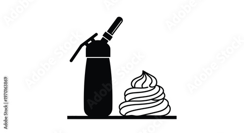 Whipped cream dispenser and swirl a minimalist black illustration silhouette