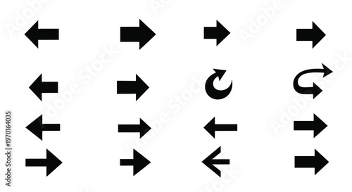Collection of black arrows in various directions minimalist silhouette