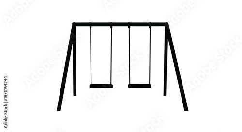 A minimalist depiction of a three seat swing set stark silhouette