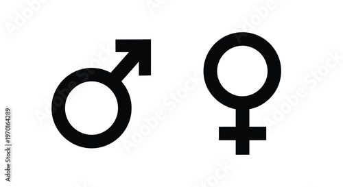 Male and female gender symbols presented as a stark black silhouette