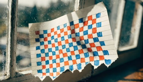 Notebook Paper with Checkerboard – Pattern, Geometry, Creativity, Abstract, Design, Light