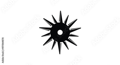 Abstract black starburst shape with central void distinct silhouette