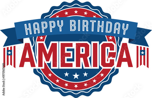 Happy birthday america vector graphic with patriotic colors and stars