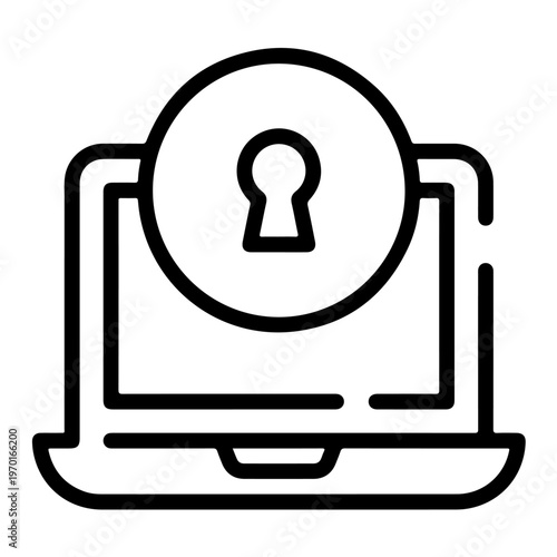 Cyber security, data protection, concept of laptop protected with lock, vector illustration