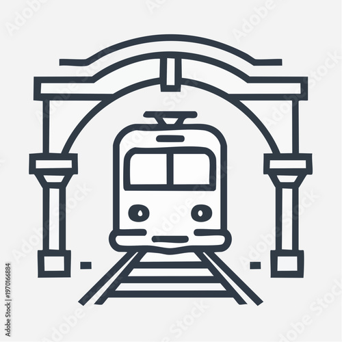 Train Front View on Railway Tracks.