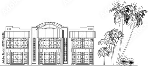 Comprehensive Technical Blueprint for a Vintage Style Urban Building Featuring Classic Architecture Elements and Detailed Level Indicators