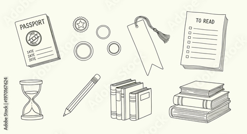 Vintage sketch collection books jewelry and mystical objects isolated on transparent background