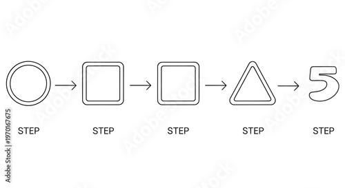 Geometric shape transformation sequence with arrows and numbered steps high quality