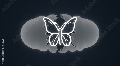 Wallpaper Mural Abstract glowing white cloud shape with butterfly outline emerging. Torontodigital.ca