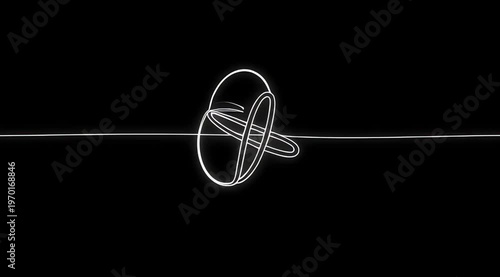 Wallpaper Mural Abstract white line art forms on black background. Torontodigital.ca