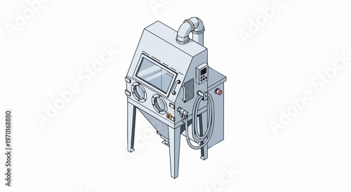 Industrial Sandblasting Cabinet Machine for Abrasive Blasting and Metal Cleaning Isometric Illustration