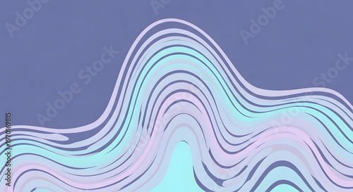 Abstract Wavy Lines Forming a Mountain Range Silhouette in Pastel Colors on a Textured Blue Background
