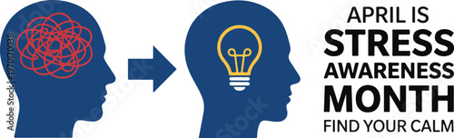 April is Stress Awareness Month Find Your Calm Mental Health Concept Illustration