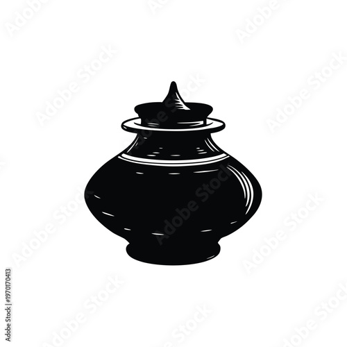 black and white ceramic pot