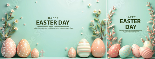 Elegant Easter day background, Decorative happy easter day background for website, social media template