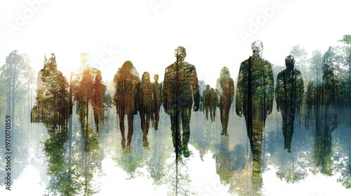 people woodland background with blured nature background