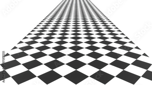 Checkered racing background, black and white perspective, speeding road texture, dynamic geometric pattern