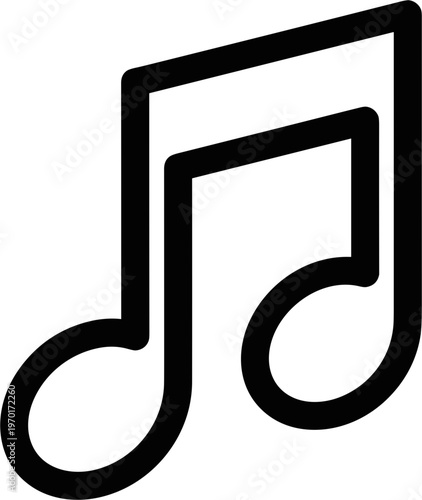 Simple black music note icon on white background
