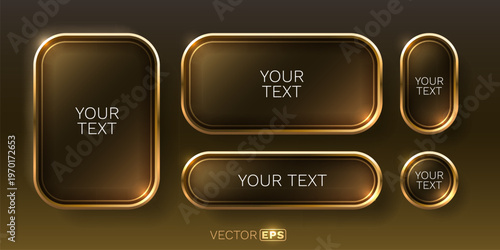 Elegant golden UI buttons and frames.