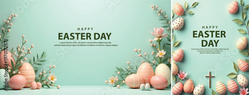Elegant easter day background, Decorative happy easter day background for website, social media template