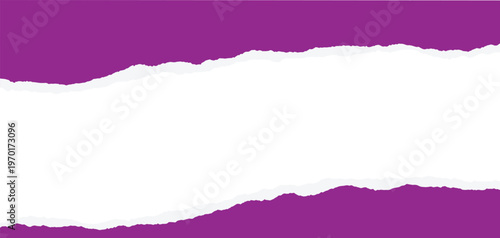 Purple torn paper banner background with copy space. Ripped edge frame with bold contrast and clean center area.  