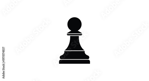 A stark black silhouette of a chess pawn stands prominently against a plain white background silhouette high quality