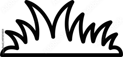Stylized black outline of grass blades on white background, simple icon