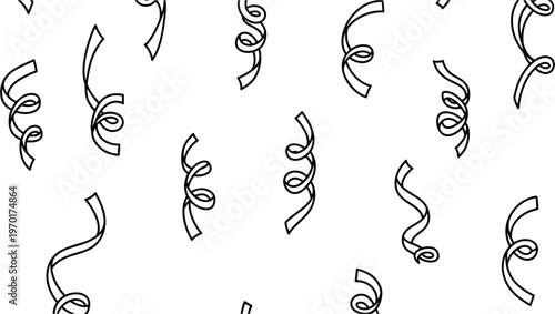 Black and White Confetti Streamers Pattern