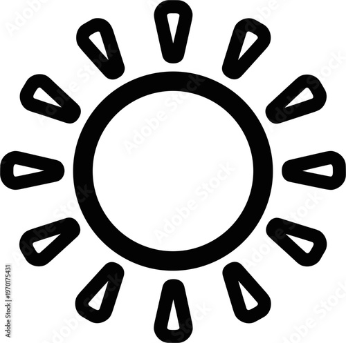 Stylized Sun Icon, Simple Line Art, Weather Symbol, Bright Daylight