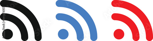 Blog and News Feed Icons. RSS signal and link symbol. Podcast and broadcast graphic design. Internet broadcasting icons
