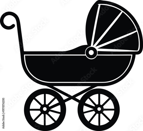 Classic baby carriage vector illustration