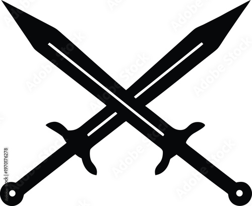 Black crossed swords silhouette vector illustration