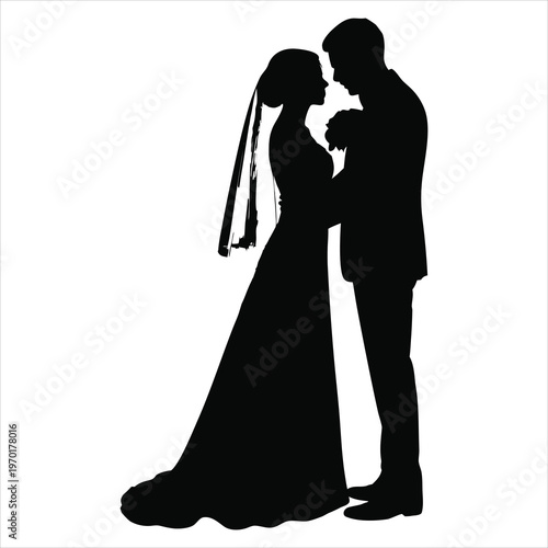 A romantic couple shares a tender moment in a beautiful wedding scene