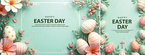 Elegant easter day background, Decorative happy easter day background for website, social media template