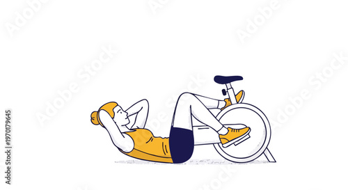 Woman performing bicycle crunch abdominal core exercise on floor