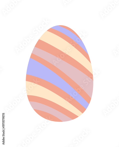 Easter egg decorated in festive tones holiday symbol, colorful flat style hand drawn vector illustration for springtime celebration decor, greeting cards, invitations, banners, web design