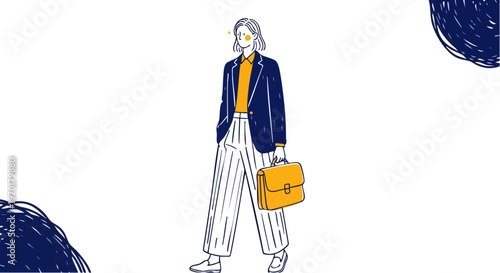 Professional Business Woman Walking with Briefcase Illustration