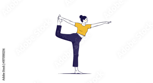 Graceful Woman Performing Dancer Yoga Pose Vector Illustration