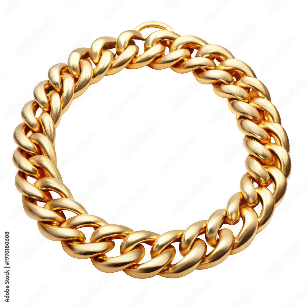 Obraz premium Luxurious gold chain bracelet with interlocking links