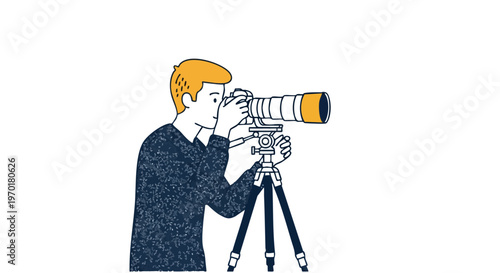 Professional Photographer with Camera and Tripod Illustration