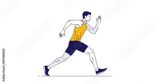Athletic Man Sprinting Vector Illustration