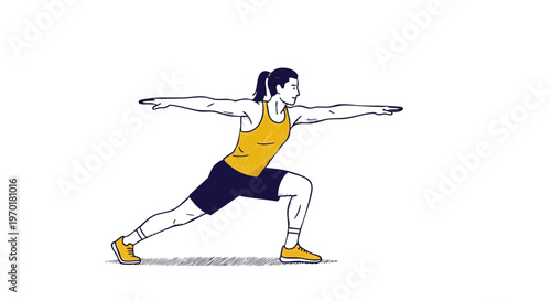 Young Woman Practicing Warrior II Yoga Pose for Strength