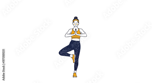 Yoga woman in tree pose balancing exercise